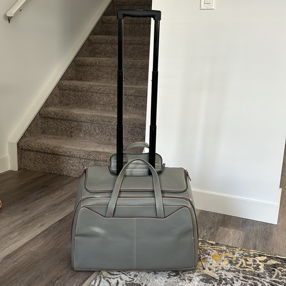 Lodis Carry On Computer Travel Bag 100% Genuine European Leather - Picture 6 of 11